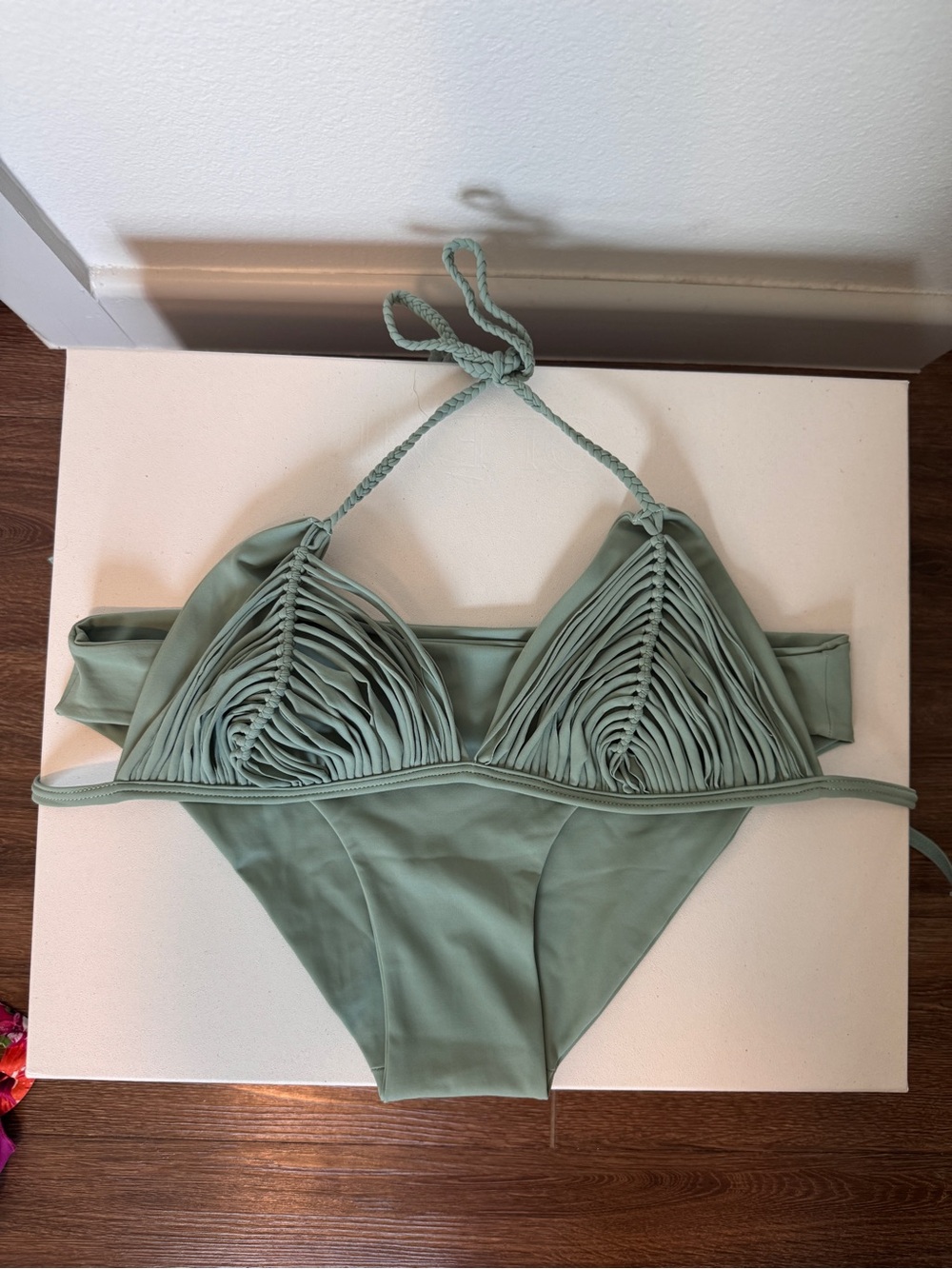 Ruched Triangle Bikini Set in Sage Green